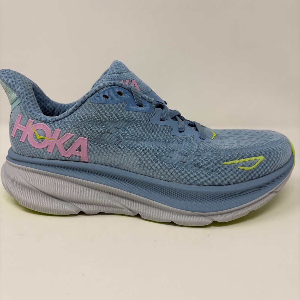 Hoka Clifton 9 Women's Size 8 Blue Pink Grey Athletic Running Shoes (1127896)